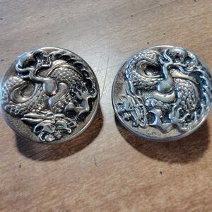 Silver Dragon Clip On Earrings
